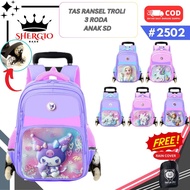 GIOBAGS 3-Wheel Elementary School Girls Trolley Bag for Girls 3D Embossed 2502