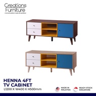 HENNA Solid Durable 4ft TV Cabinet / TV Console / Hall Cabinet / Living Room Furniture / Modern TV Console Meja TV (Natural Color / WALNUT) / Budget Console / Product Malaysia