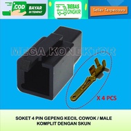 4 PIN SMALL BLACK MOTORCYCLE CABLE SOCKET MALE-SOCKET – CABLE SOCKET–4 PIN- SOCKET - 4 PIN NYLON CAB