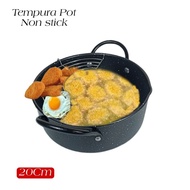 Deep Fryer Frying Pan With Oil Drain Rack 20cm Non-Stick Pedestal Fryer Pot Premium