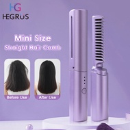 HEGRUS hair straightener comb 2 in 1 Mini Straight Hair Comb Straightening Curling Brush Fast Heatin