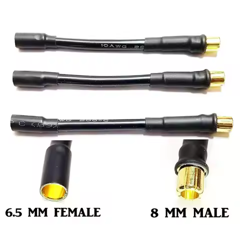 3pcs 6.5MM to 6.5MM 8MM Bullet adapter Male to Female 8AWG 10CM Castle ESC Motor Extension lead Sili
