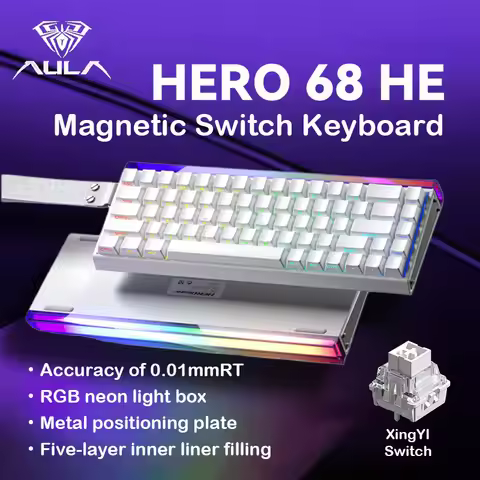 AULA HERO 68 HE Gaming Mechanical Keyboard Magnetic Axis RT Wired RGB Lighting 8K Polling Rate Side 