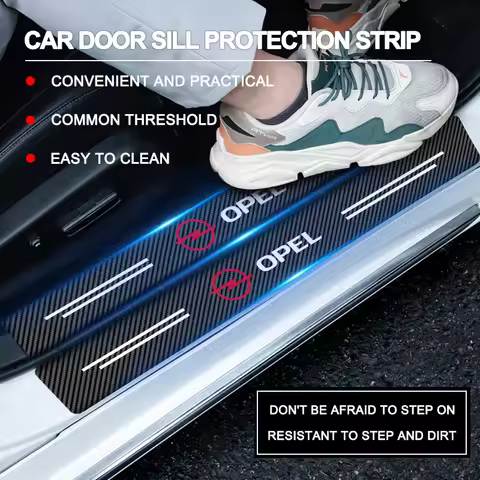 4-Piece Carbon Fiber Car Door Threshold Sticker Set Fit Opel Vauxhall Corsa Astra Mokka-e Frontera G