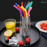 ELLSWORTH 2Pcs Stainless Steel Straw, Detachable With Silicone Tip Metal Straw, Eco-friendly Smooth Surface Reusable 8mm Stanley Cup Straw Juice