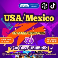 USA&Mexico eSIM 5G High speed 7-30 Days Unlimited Data AT&T/Verizon/T-Mobile/Telcel eSIM Card