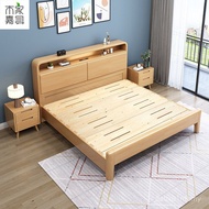 Katil Kayu Pepejal Nordic untuk Kegunaan Rumah, Bilik Tidur Utama 1.8m Katil Double, Borong Katil Ho