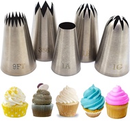 TEMU 5pcs Set Of Thickened And Enlarged Seamless Stainless Steel 304 Frosting Nozzles For Cream Cake