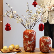 Bird-Patterned Ceramic Flower Vase & Fruit Holder Red Magpie Ceramic Ginger Vase 5072