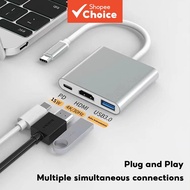 3-in-1 Type C USB Port HUB Docking Station, HDMI 4K, PD Charging Adapter for PC/Laptop/Tablet/Office