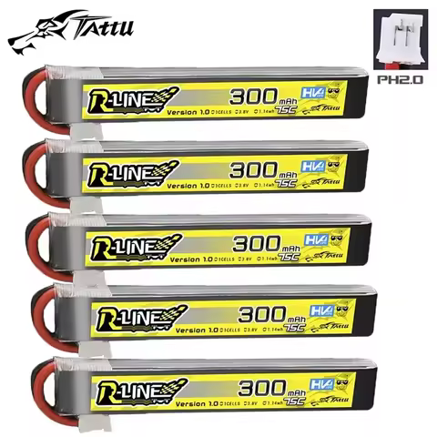 TATTU 300mAh 75C 3.8V Lipo Battery For RC Helicopter Quadcopter FPV Racing Drone Parts 1S Rechargeab