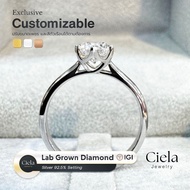 Heart Prong Ring Real Diamond Lab Grown (CVD) Cert. IGI Water 100 VVS2 Ideal cut Silver92.5% Ciela J