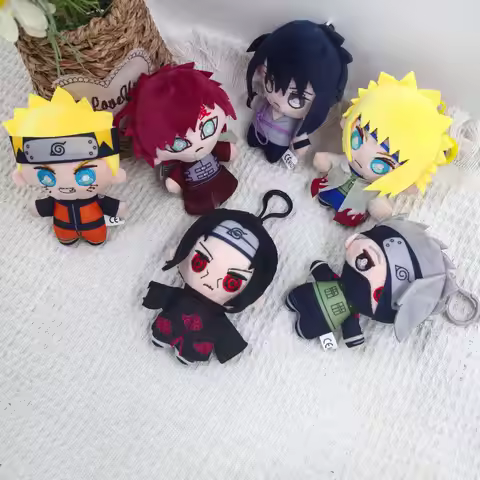 24pcs/lot 4inch Hot anime Naruto Shippuden plush toys keyring Gaara Mini Naruto dolls keychian bag c