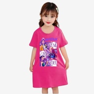 daster anak perempuan gambar huntrix k-pop demon hunter new viral dress anak cewek 3-10tahun  k.404