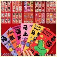 LETTER 6PCS Red Pocket, God of Wealth Cartoon Horse Red Envelope, Creative Red Multicolor Blessing W