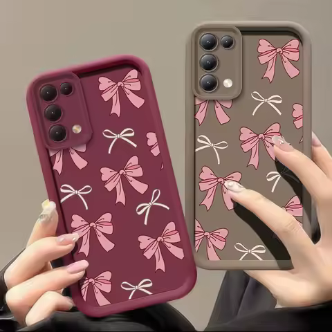 Lovely Pink Bow Knot Case For OPPO Reno 8 7 6 5 4 3 2 Lite Pro Plus 2F 2Z 8Z 7Z 6Z 5F 4Z Shockproof 