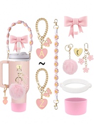 1pc/8pcs Cup Accessories Set,Fit For 30oz & 40oz Tumblers Silicone Boot,10mm Simple Straw Tip Lids,B