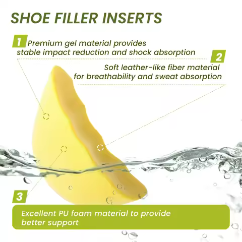 2Pcs Sumifun Yellow Toe Plug Soft Half Insoles Reusable Shoe Size Reducer Toe Sponge Filler Adjustab