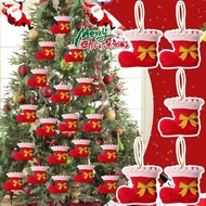 4/8/12Pcs Christmas Stocking Pendant - Holiday Decorative Supplies - Xmas Tree Red Socks Decor - DIY