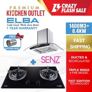 【Own Truck Delivery】Elba 1400m3/h Cooker Hood EH-J9088 + 2 Burner Gas Hob SZ-GS388 | RGH-ENYA2B-SS |