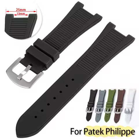 Silicone Watch Band for Patek Philippe 5711/5712/5726/5980 25*13mm Strap Waterproof Rubber Bracelet 