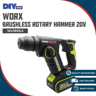 WL WORX WU380S.5 BRUSHLESS ROTARY HAMMER BRUSHLESS 20V (Professional Power Tools-Green Series 3-in-1