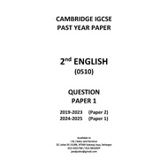 IGCSE 2nd English (0510) Past Year Paper 2019-2025