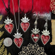 Red Bloody Heart Eros Necklace Earrings Gothic Grunge Punk
