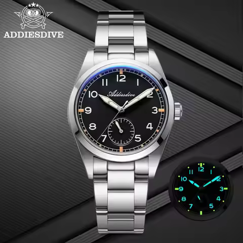 ADDIESDIVE Luxury Quartz Watch For Men VH60 Movement Luminous Waterproof Wristwatch Bubble Mirror Gl