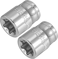 uxcell 2Pcs 3/8-inch Drive E18 External Torx Shallow Socket, Cr-V Steel