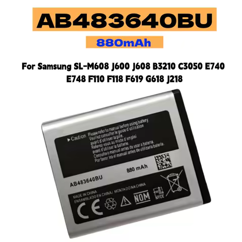 AB483640BU 880mAh Battery For Samsung SL-M608 J600 J608 B3210 C3050 E740 E748 F110 F118 F619 G618 J2