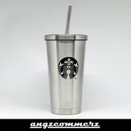 TERMOS Starbucks TUMBLER THERMOS THERMOS Insulated Coffee Cup with Straw Mirror Silver SS 304 500ml