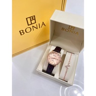 [ 💯 PREMIUM ITEMS ] BONIA Diamond Jam Tangan Wanita Perempuan Leather Rosegold Ladies Luxury Women W