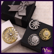 VIKI Crystal Q30 Kerongsang Dokoh Songkok Bulan Bintang Pin Tanjak Pengantin Tanjak Melayu Brooch Ni