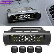 LOVETOUCH Car Solar Powered TPMS Tyre Pressure Monitoring System with 4 Sensors Digital LCD Display 