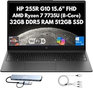 HP 255R G10 Business Laptop 2026, 15.6" FHD, AMD Ryzen 7 7735U 8-Core (Beats i7-1355U), 32GB DDR5 RA