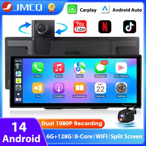 11.26 inch Android 14 6+128G Dashcam 8 Core 5G WIFI Wireless CarPlay & Android Auto Split Screen Rem