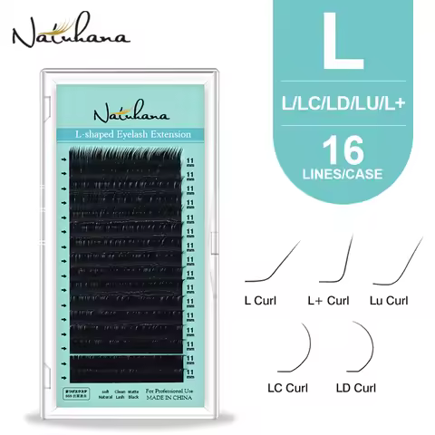 NATUHANA Matte Black Individual L/L+/LC/LD/LU(M)/N Curl Eyelashes Extension False Mink Lashes Soft F