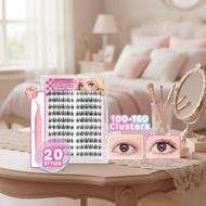 No Glue Needed Eyelash Clusters, 10 Rows Self-Adhesive Lashes, 36pcs Cluster Lashes, Invisible Band 