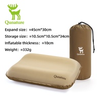 Qunature หมอนเป่าลมสำหรับตั้งแคมป์แบบพกพาพับได้รองคอหมอนสำหรับเดินทางฟองน้ำ3D นุ่มหมอนลมกลางแจ้ง