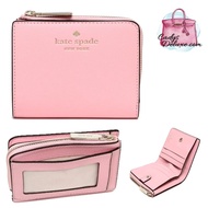 (STOCK CHECK REQUIRED)NEW AUTHENTIC INSTOCK KATE SPADE SCHUYLER SMALL L-ZIP BIFOLD WALLET IN MITTEN PINK (K9348)