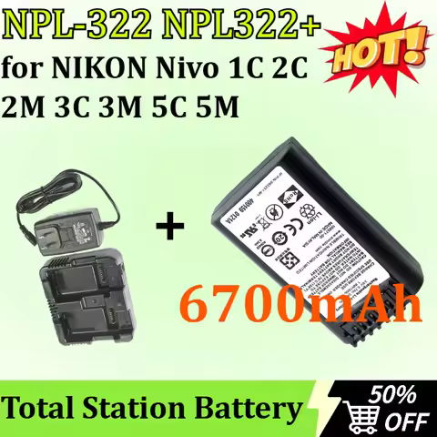 New NPL-322 NPL322+ 3.6V 6700mAh CS Total Station Battery for NIKON Nivo 1C 2C 2M 3C 3M 5C 5M Rechar