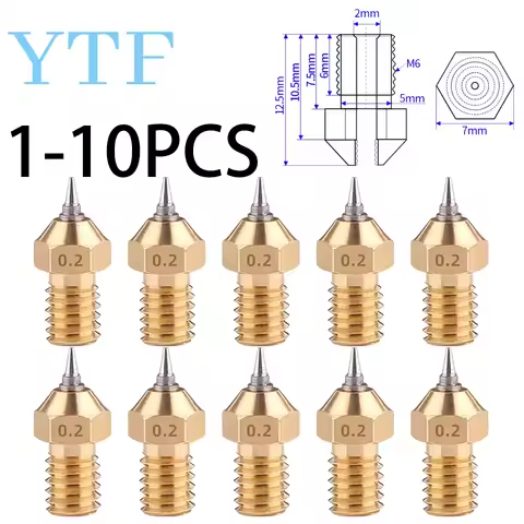 1-10PCS 3D Printer Parts M6 V6 Airbrush Nozzle Adapter Set Nozzle 0.2/0.3/0.4/0.5mm Optional For E3D