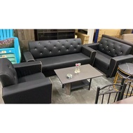 Sofa Kulit Hitam PVC Sofa 1 Seater 2 Seater 3 Seater Sofa Set 1+2+3 Seater