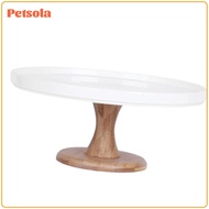 Ceramic Cake Stand Decorative Wooden High Foot Dessert Display Plate for Anniversary Dessert Table C