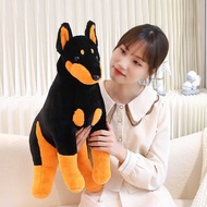 LY Doberman scher Lifelike Puppy Plush Toy Squatting Black Dog Doll Plushie Peluche Stuffed A