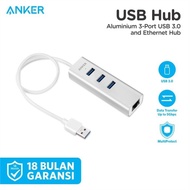 Anker Aluminum USB HUB 3-Port USB 3.0 with Ethernet Converter - A7514