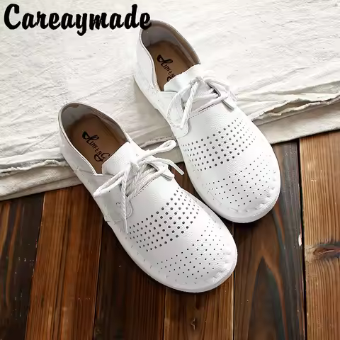 Careaymade-New Genuine leather shoes,Pure handmade flats shoes,the retro art mori girl shoes,Simple 