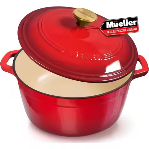 4.5 QT Enameled Cast Iron Dutch Oven for Slow Cooking and Braising HeavyDuty Casserole Dish with Lid