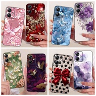 For Motorola Moto G54 G84 Case Black Soft Silicone Butterfly Flower Painted Shell for Motog54 G 84 4